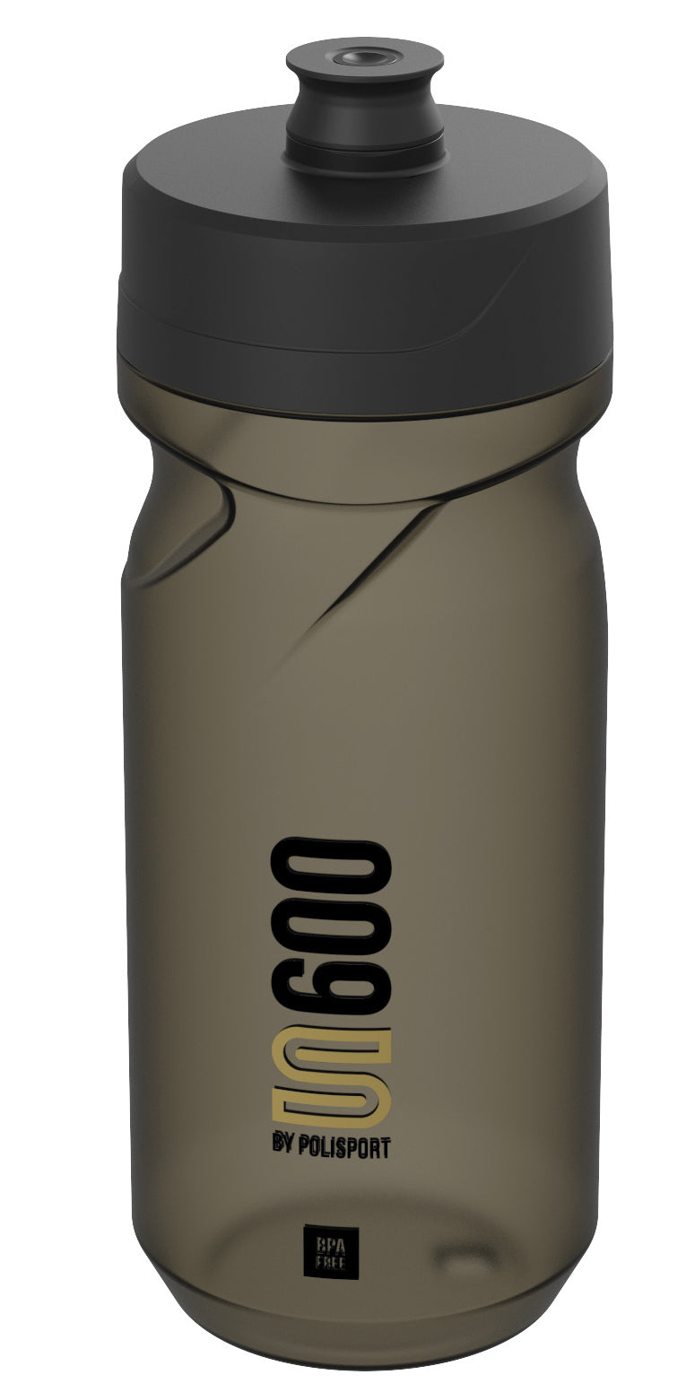 Bidon met schroefdop Polisport S600 - 600ml restyle - transparant/zwart/zwart
