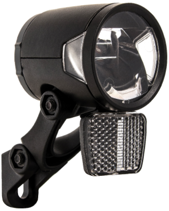 Koplamp Herrmans H-Black MR8 dynamo - aan/uit functie -met houder - 180 lumen