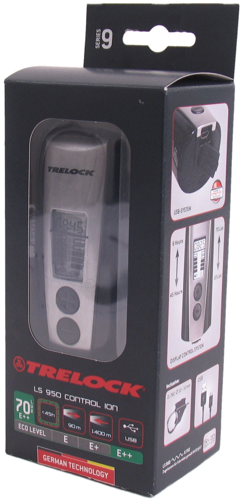 Koplamp Trelock LS950 Control Ion - 70 Lux - Incl. houder