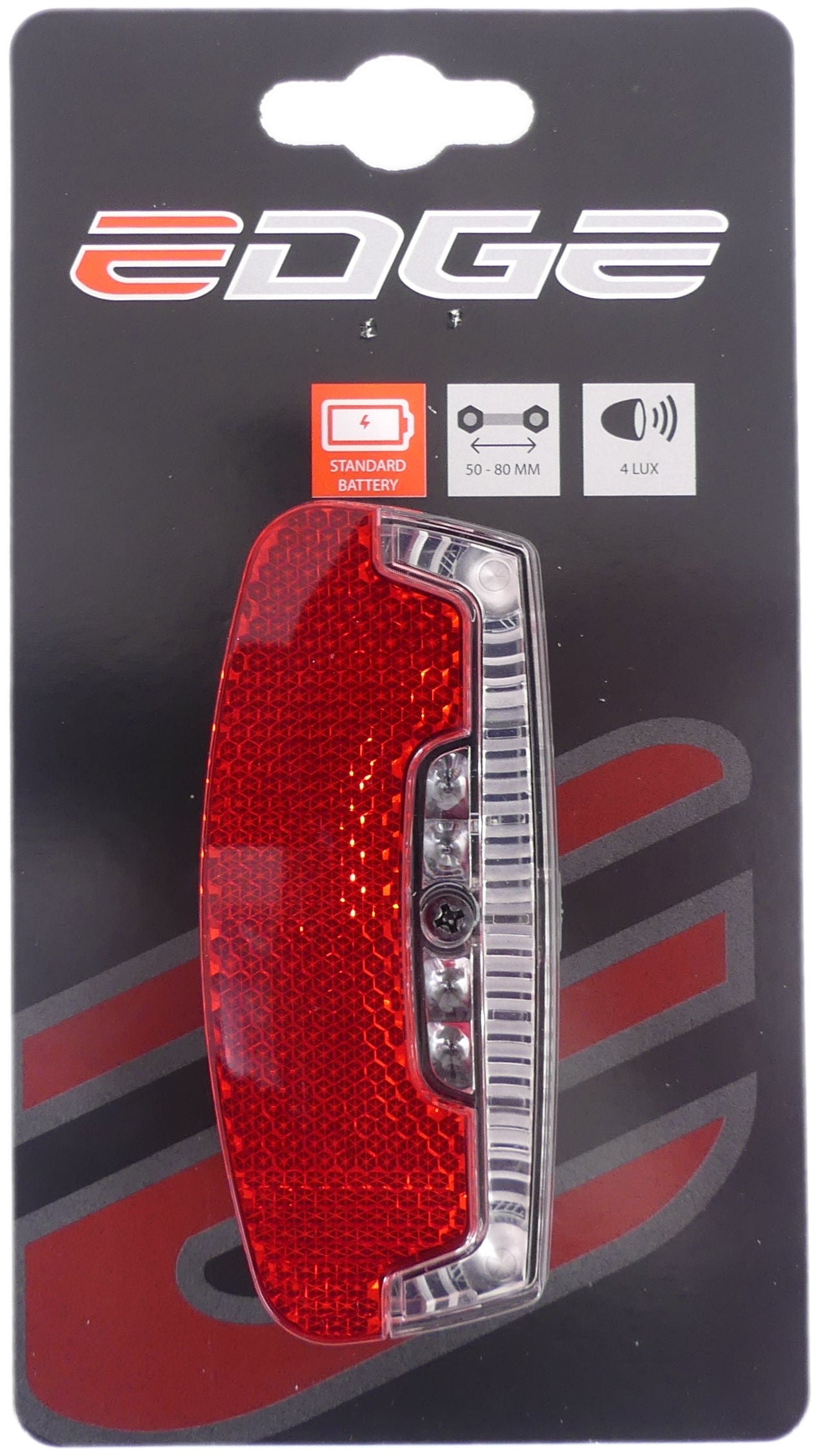 Dragerachterlicht Edge Safe - Led - 80mm incl batterijen