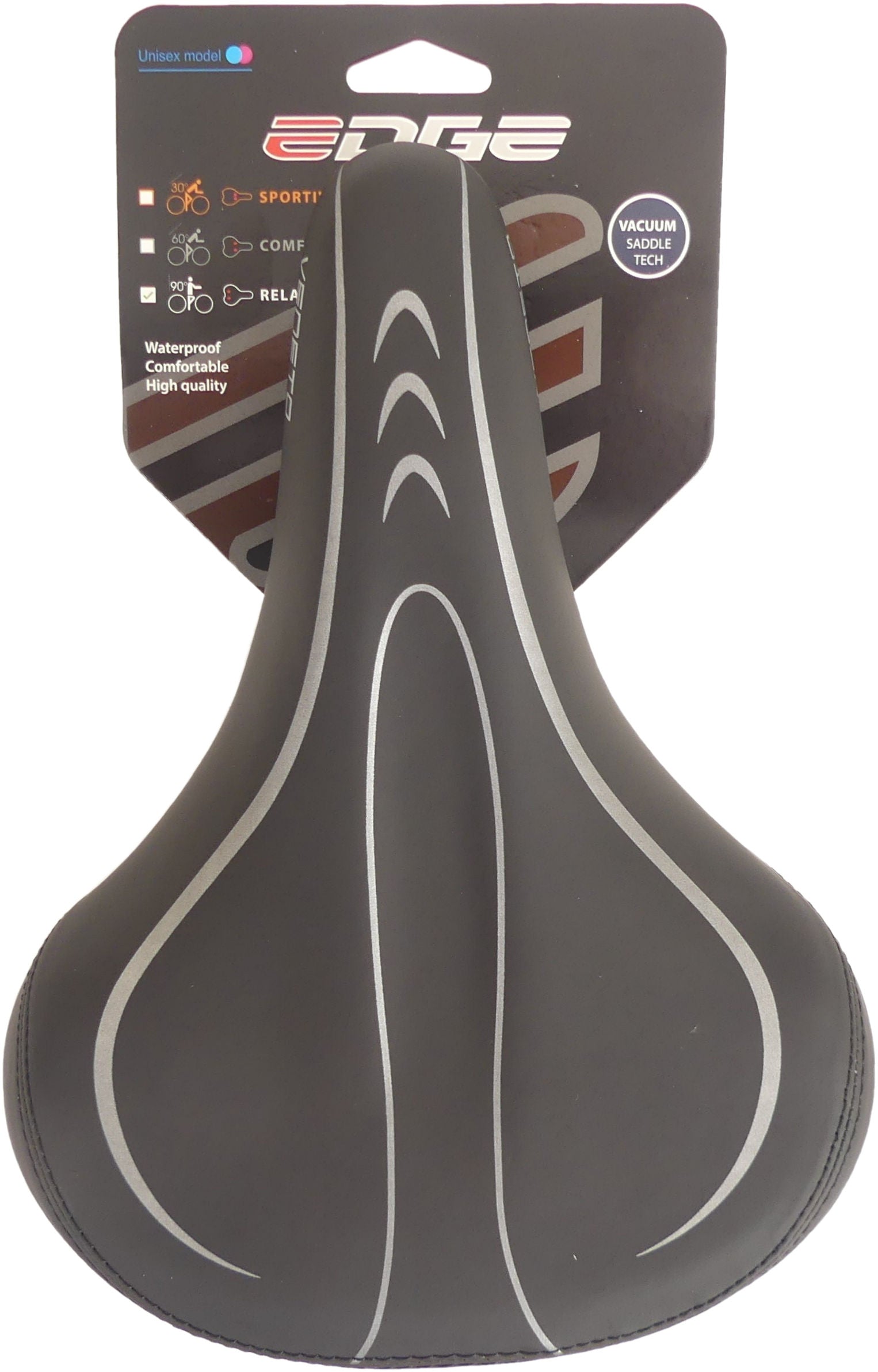 Fietszadel Edge Veneto incl. oppakbeugel en achterlicht - zwart