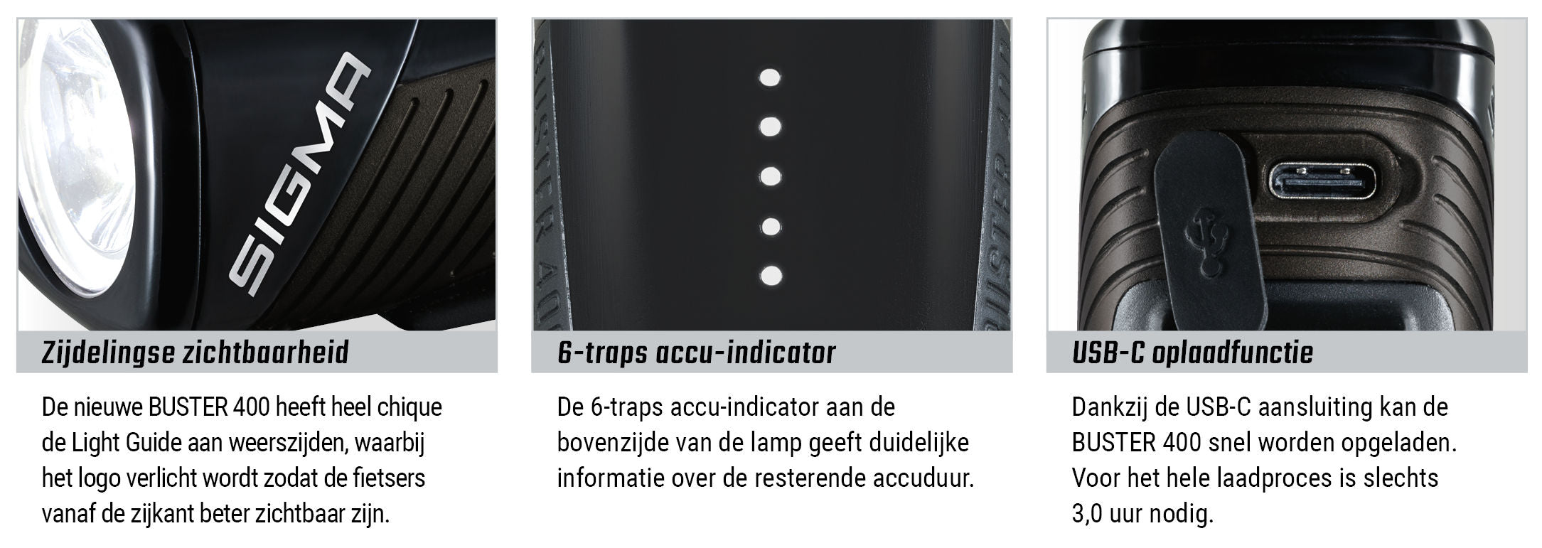 Koplamp Sigma Buster 400 met siliconenhouder