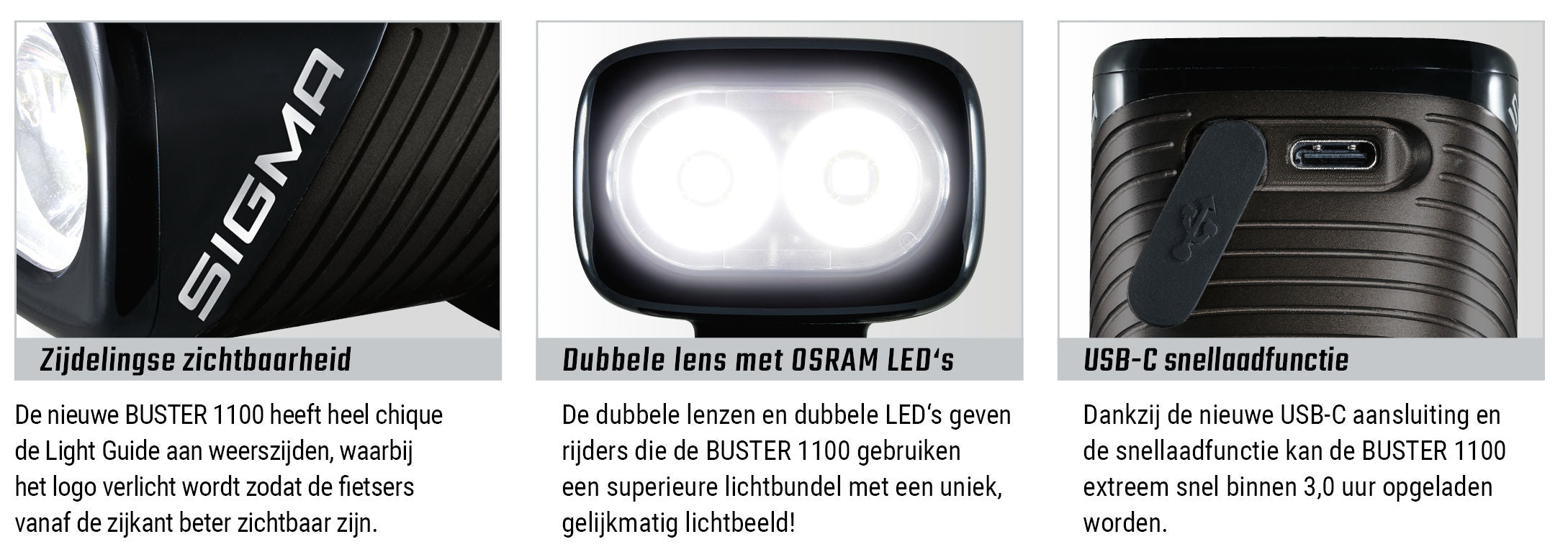 Koplamp Sigma Buster 1100 met schroefhouder