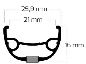 Velg Ryde Rival 21 disc 27.5" / 584 x 21C aluminium 32 gaats 14G - zwart