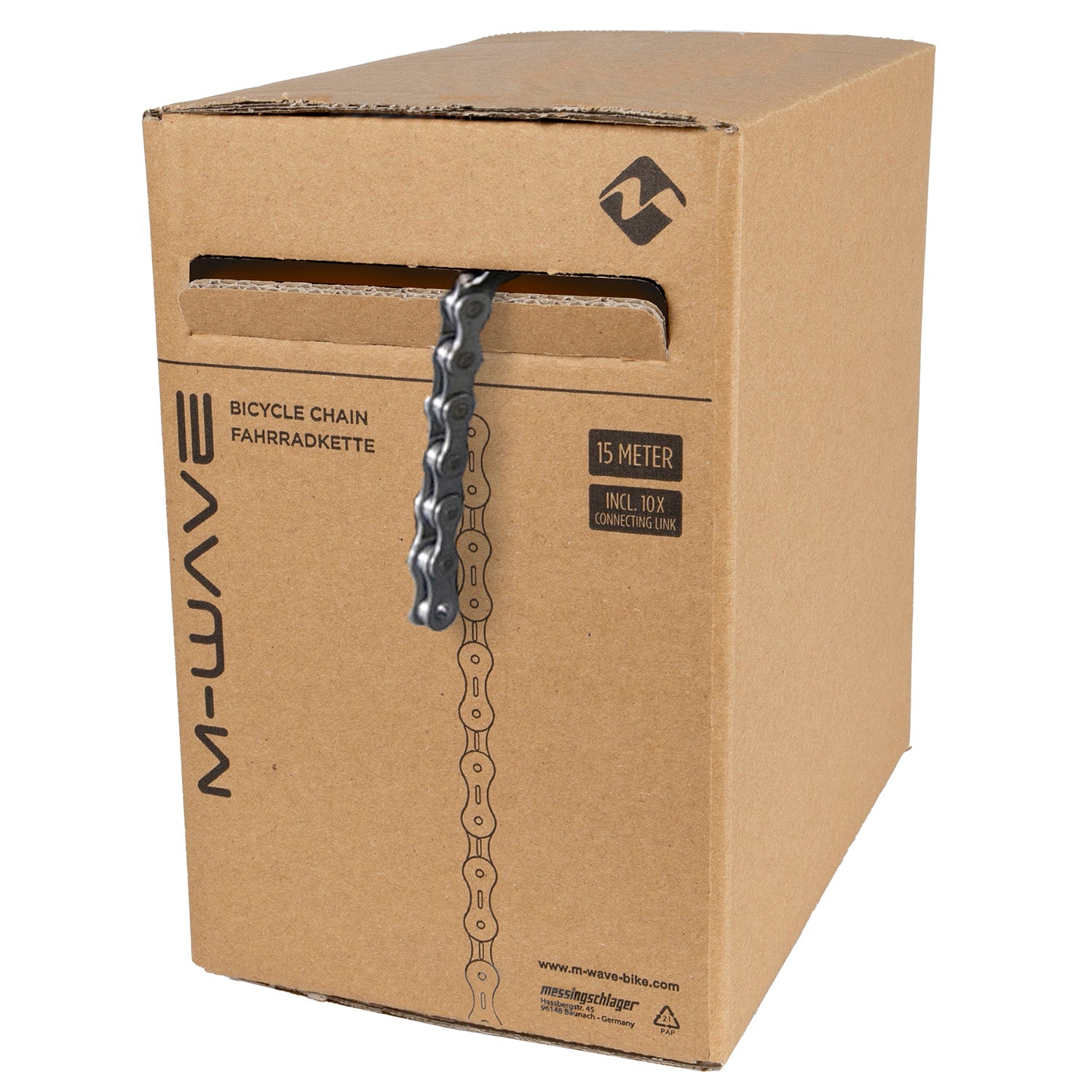 Ketting M-Wave single speed/naafversnelling 1/2 x 1/8 " - zilver (rol à 15 meter)