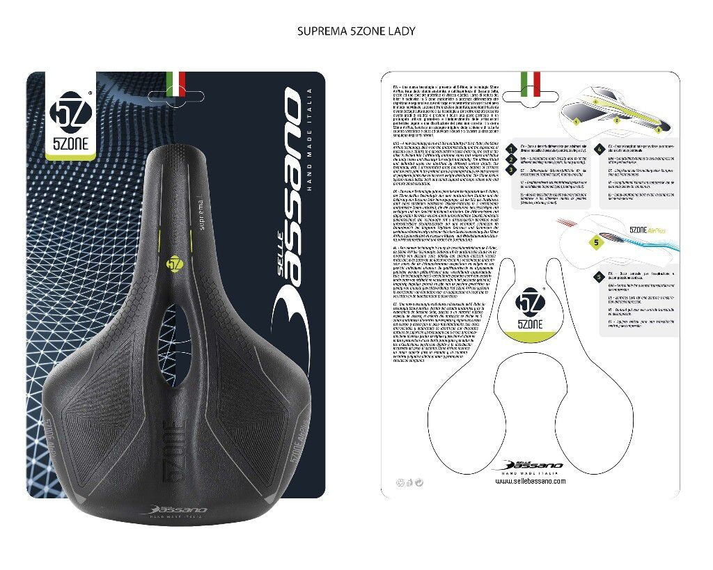 Fietszadel Selle Bassano Suprema 5zone EL Dames met elastomere demping - zwart