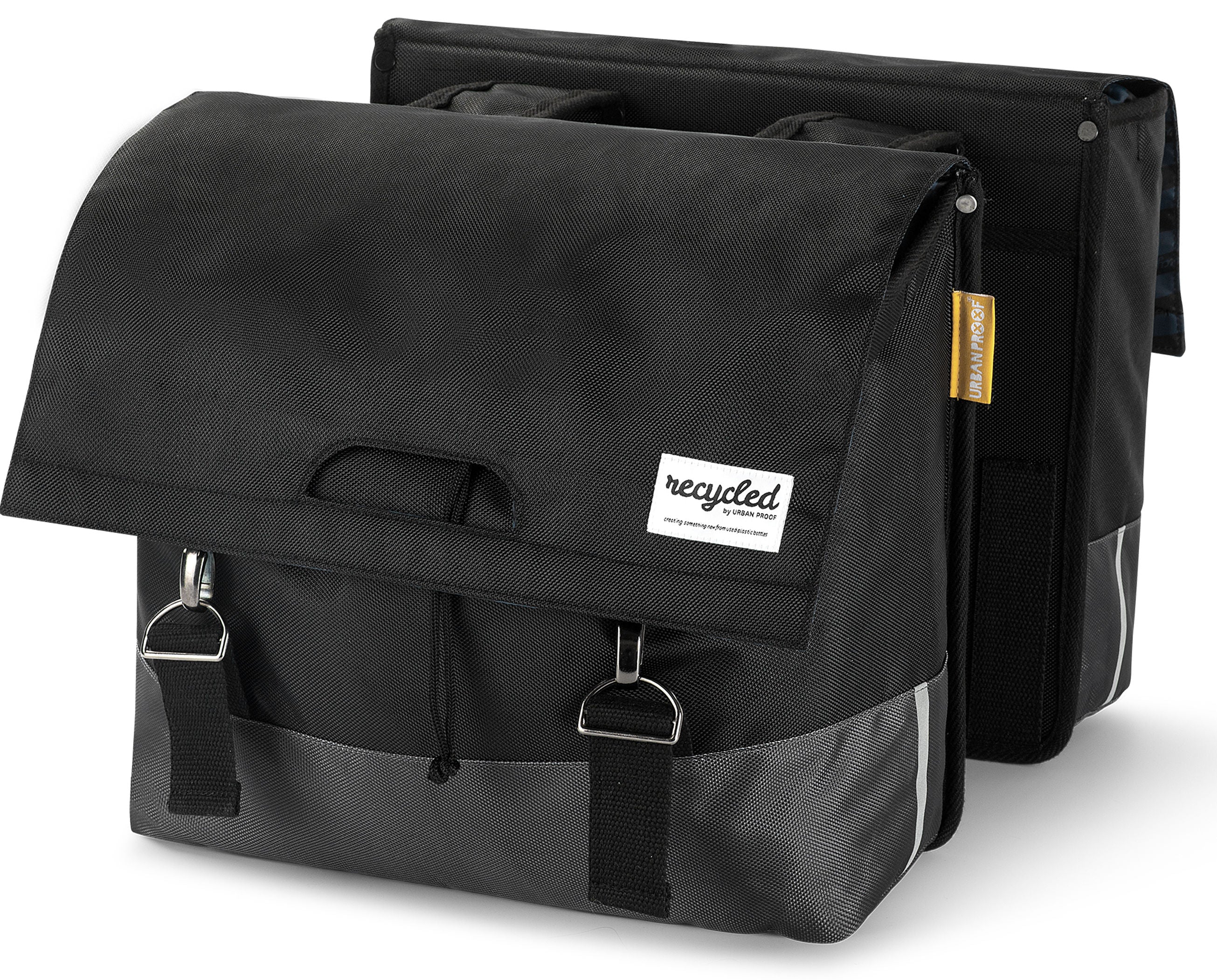 Gerecyclede dubbele fietstas Urban Proof 40 liter - zwart/grijs