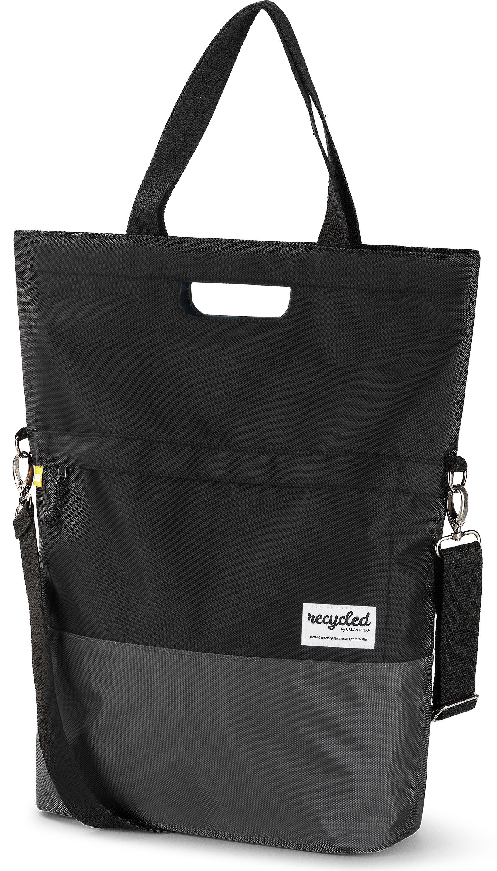 Gerecyclede shopper fietstas Urban Proof 20 liter - zwart/grijs