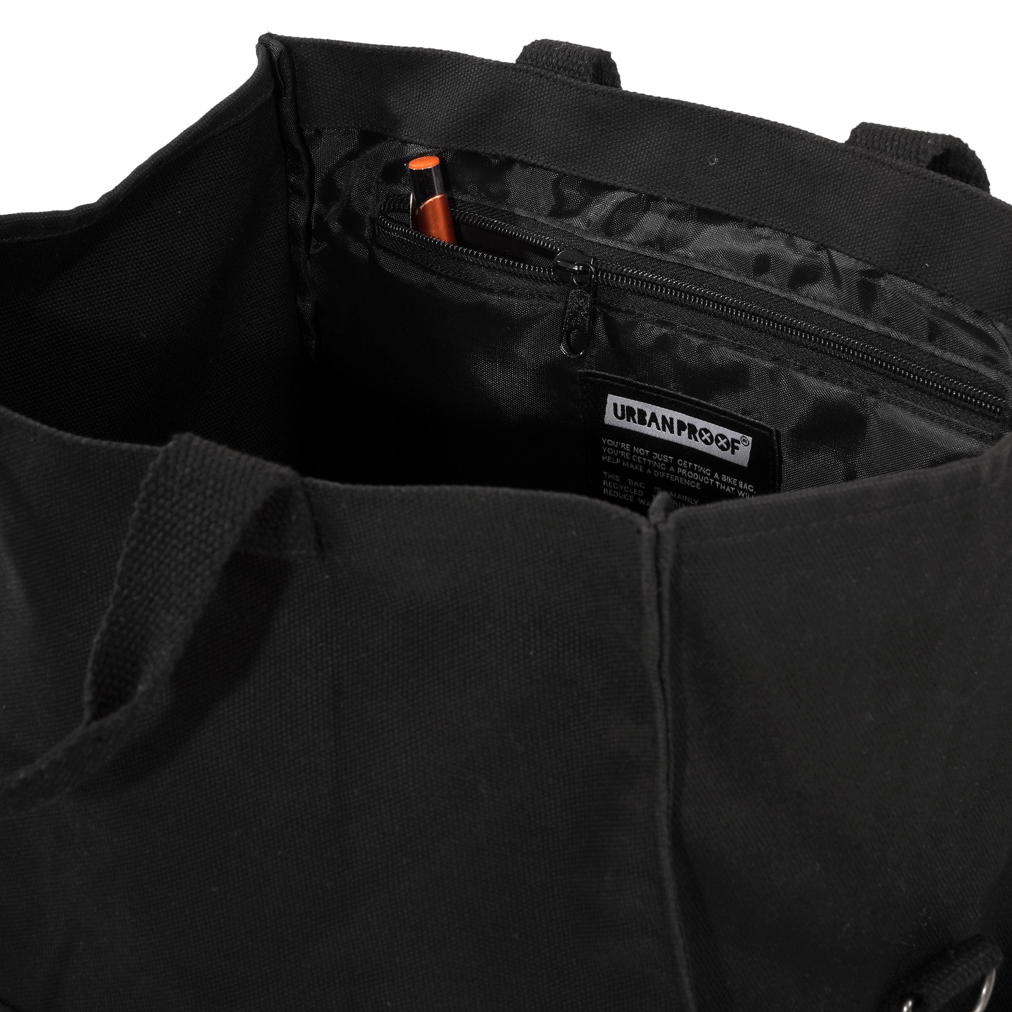 Gerecyclede fietstas Urban Proof City Tote Bag 22 liter 36 x 32 x 19cm - zwart