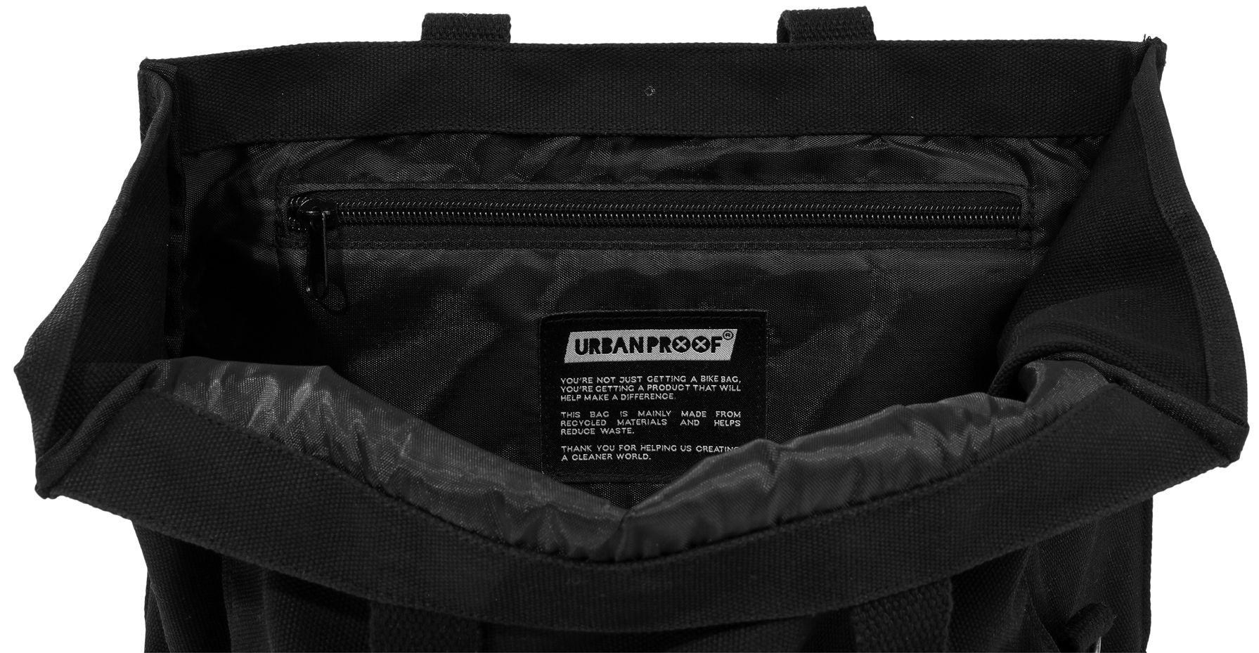 Gerecyclede fietstas Urban Proof City Tote Bag 22 liter 36 x 32 x 19cm - zwart
