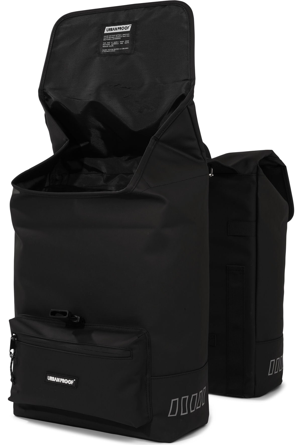 Gerecyclede dubbele fietstas Urban Proof Cargo 38 liter 30 x 15 x 42 cm - zwart