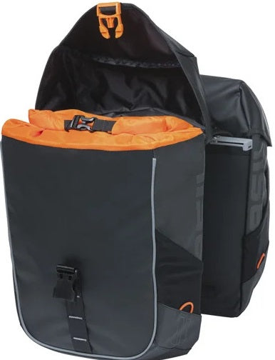 Dubbele Fietstas Basil Miles Tarpaulin MIK 34 liter 13 x 25 x 37 cm - zwart/oranje