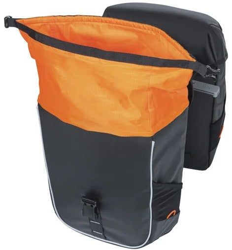Dubbele Fietstas Basil Miles Tarpaulin MIK 34 liter 13 x 25 x 37 cm - zwart/oranje