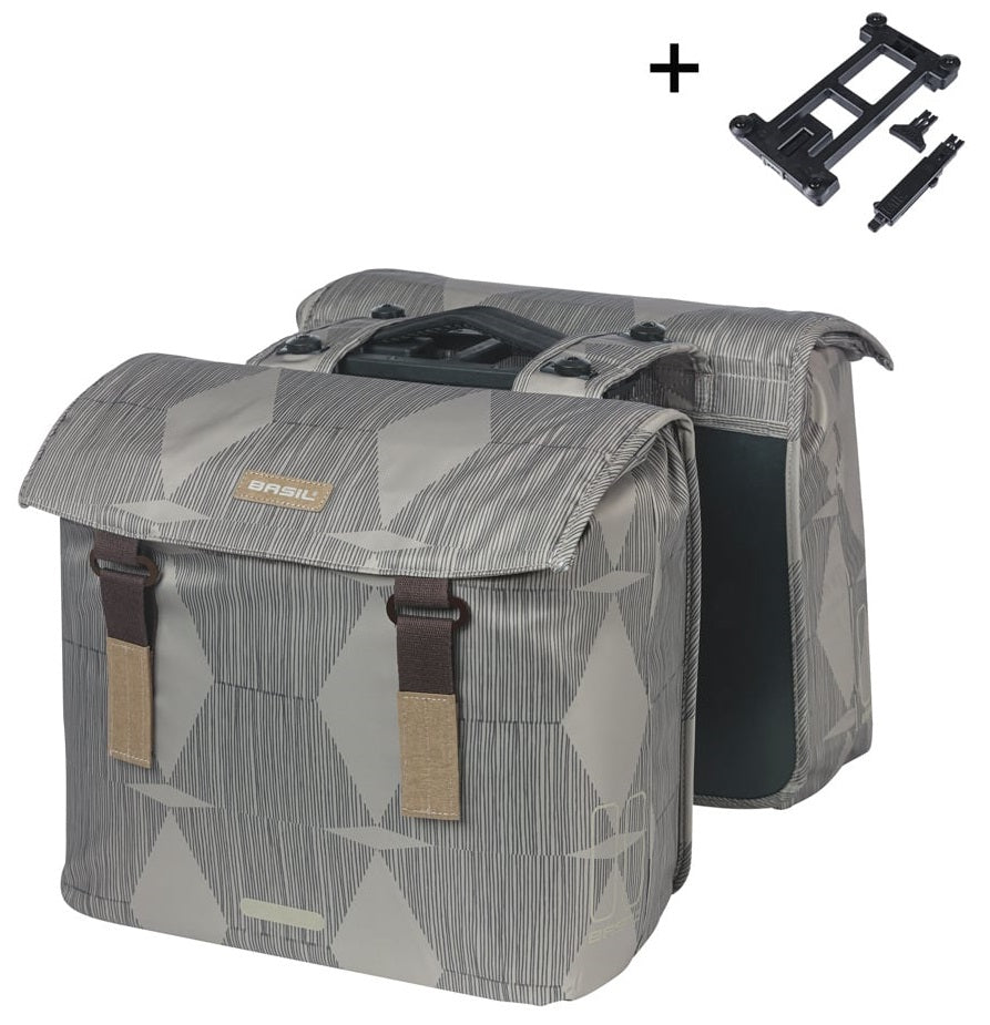 Dubbele Fietstas Basil Elegance MIK 40 - 49 liter - Chateau Taupe