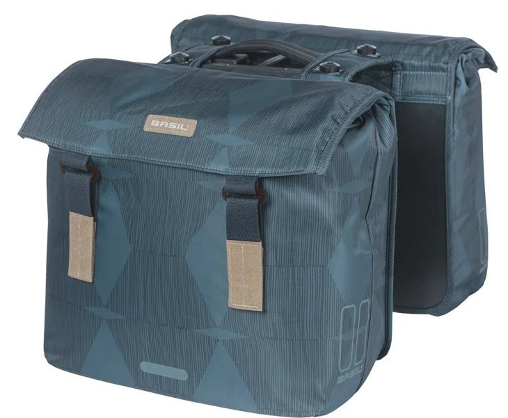 Dubbele fietstas Basil Elegance MIK 40-49 liter - estate blauw