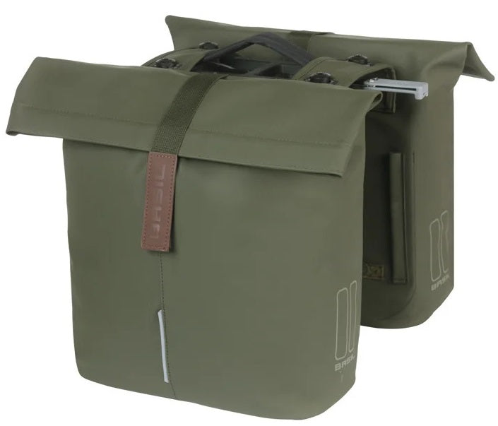 Dubbele Fietstas Basil City MIK 28 - 32 liter - Moss Green