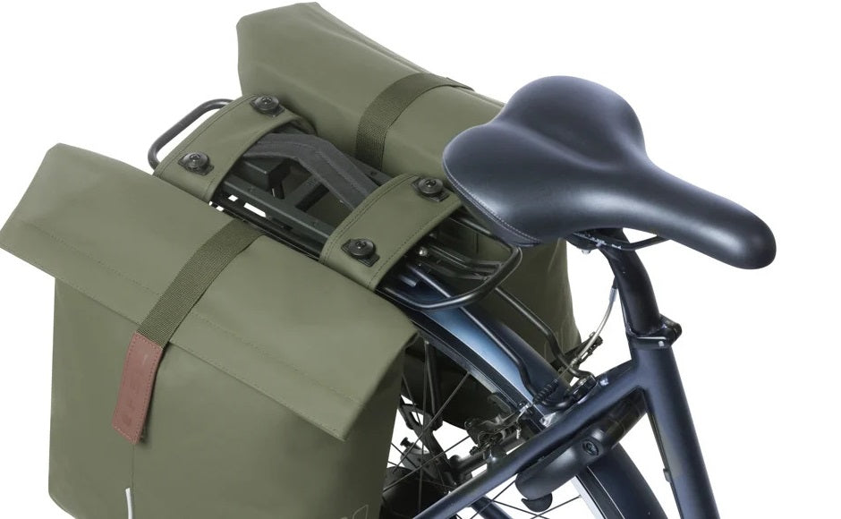 Dubbele Fietstas Basil City MIK 28 - 32 liter - Moss Green