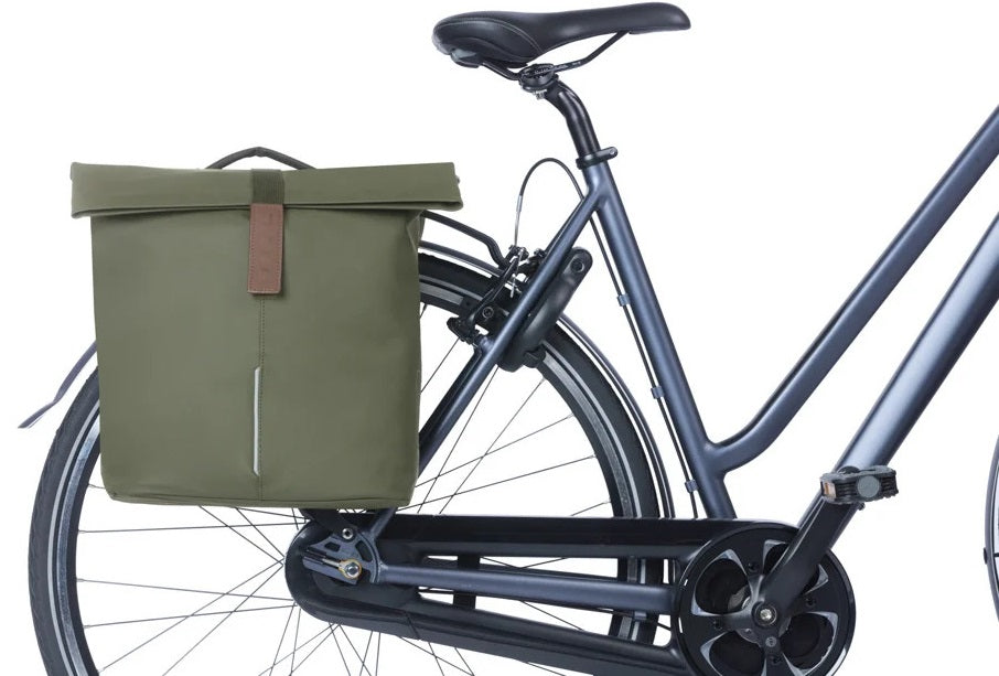 Dubbele Fietstas Basil City MIK 28 - 32 liter - Moss Green