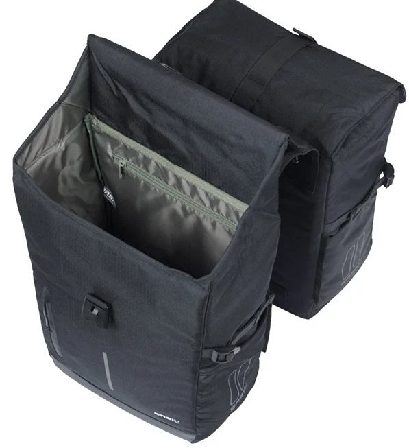 Dubbele fietstas Basil Move MIK 30 liter 16 x 27 x 38 cm - zwart