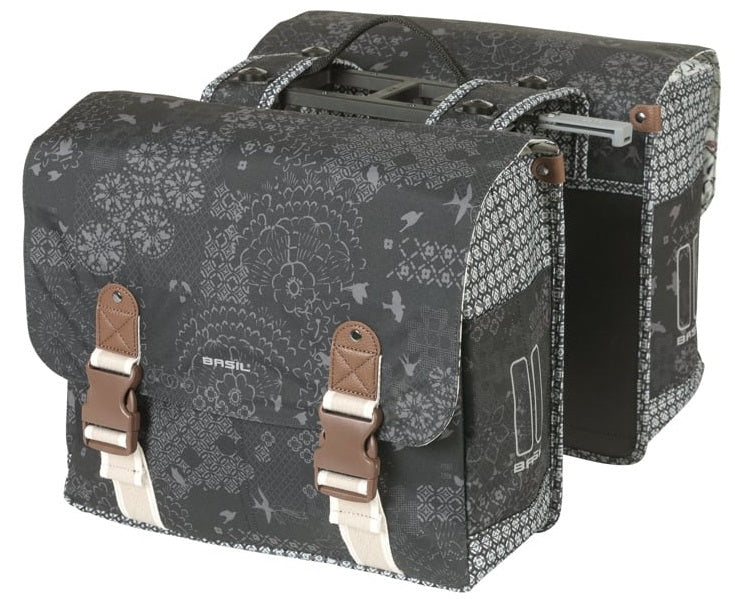 Dubbele Fietstas Basil Bohème MIK 35 liter - Zwart / Charcoal