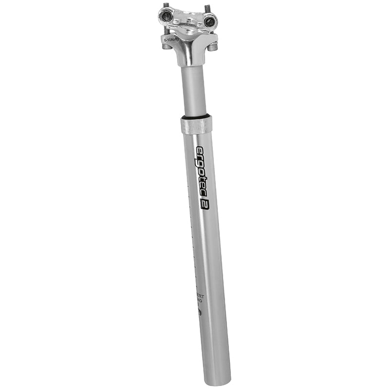 Telescopische verende zadelpen Ergotec SP-5.0 ø27.2 mm / 350 mm - zilver