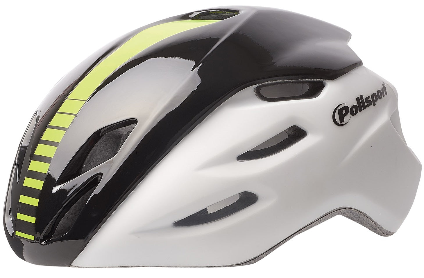 Fietshelm Polisport Aero-R Medium 55-58 cm - mat wit / zwart / fluor geel