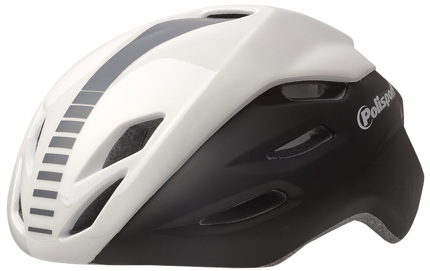 Fietshelm Polisport Aero-R Medium 55-58 cm - mat zwart / wit glanzend /grijs