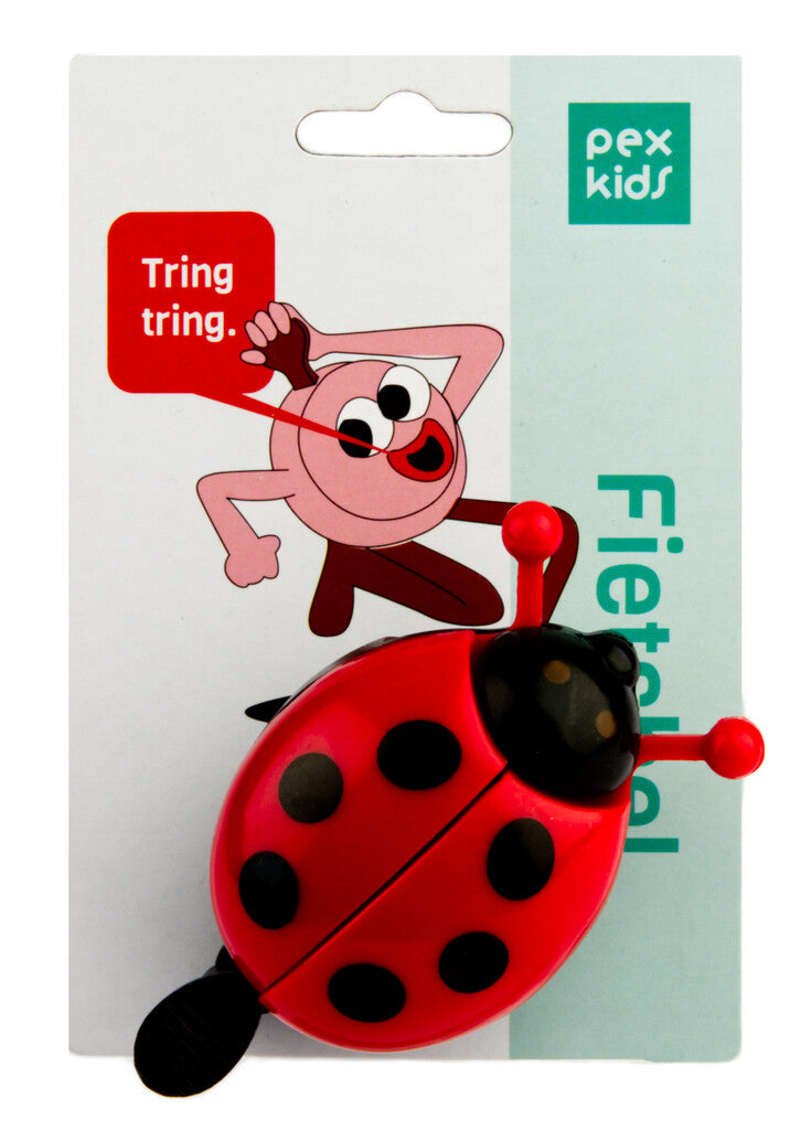 Kinderbel PexKids Lieveheersbeestje met openstaande vleugels - rood/zwart