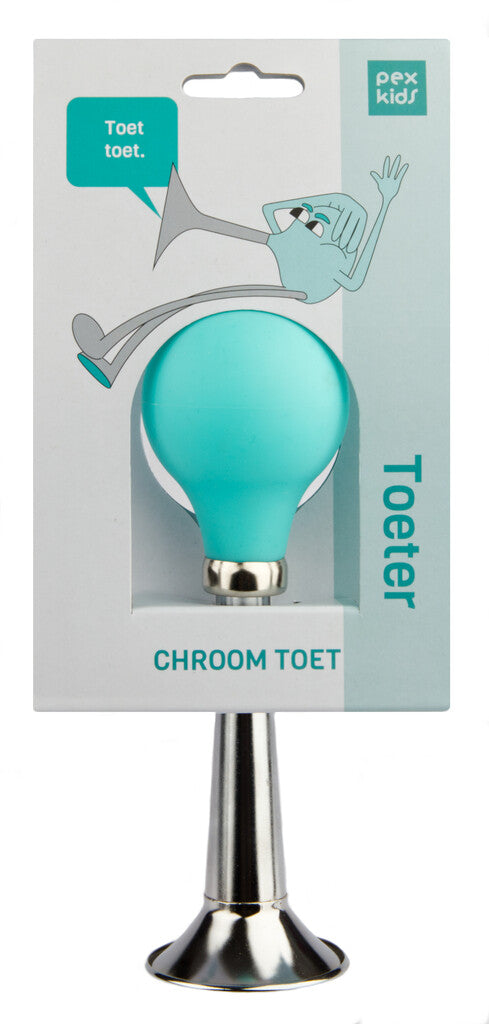 Fietstoeter recht PexKids - chroom met groene bol