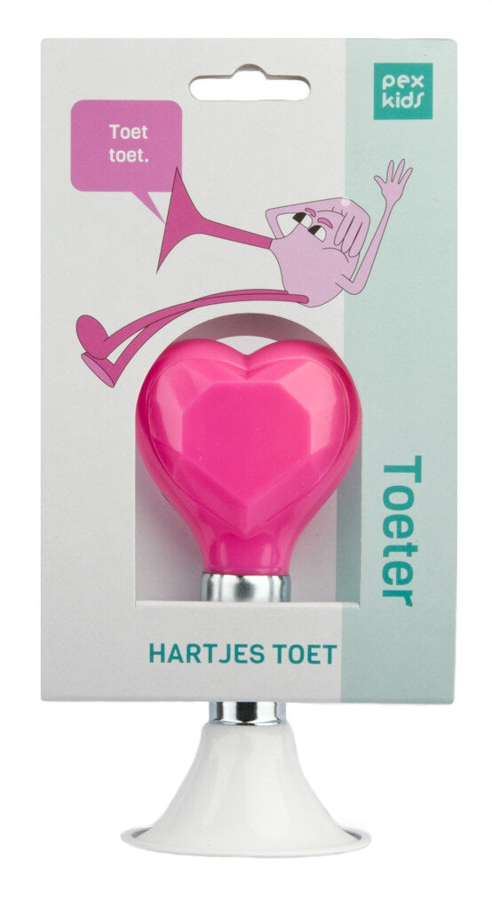 Fietstoeter recht PexKids Hartjes - wit met roze bol