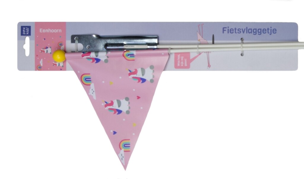 Veiligheidsvlag Pexkids Unicorn - roze met unicorn print
