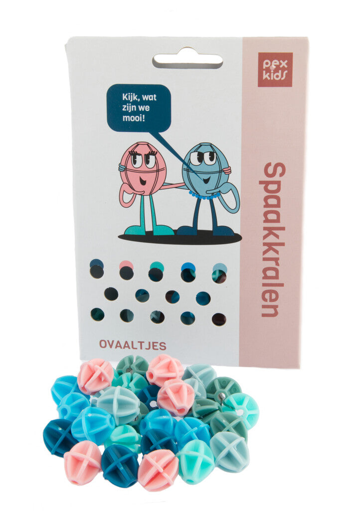 Spaakkralen PexKids "bolletjes" - assorti van 6 kleuren (30 stuks op kaart)