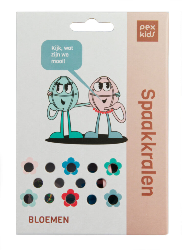 Spaakkralen PexKids "bloemetjes" - assorti van 4 kleuren (12 stuks op kaart)