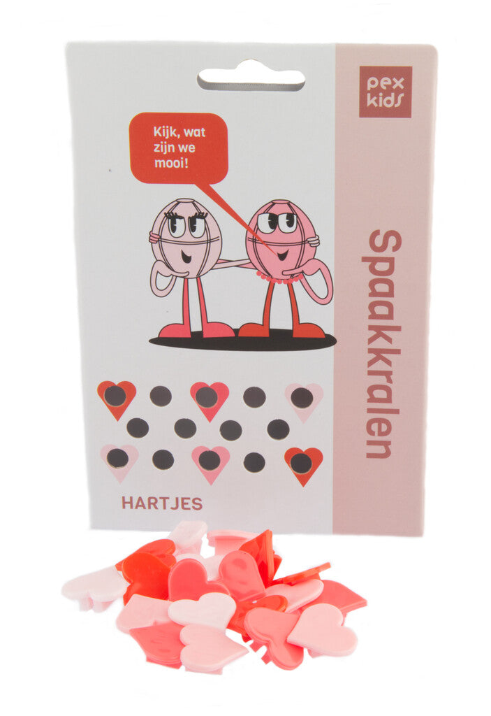 Spaakkralen PexKids "hartjes" assorti van 4 kleuren (20 stuks op kaart)