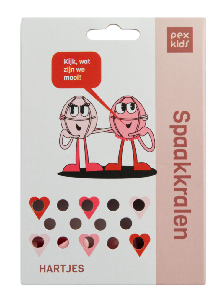 Spaakkralen PexKids "hartjes" assorti van 4 kleuren (20 stuks op kaart)