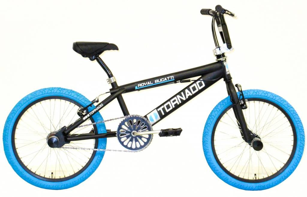 Freestyle BMX 20" Royal-Bugatti - mat zwart met blauwe banden