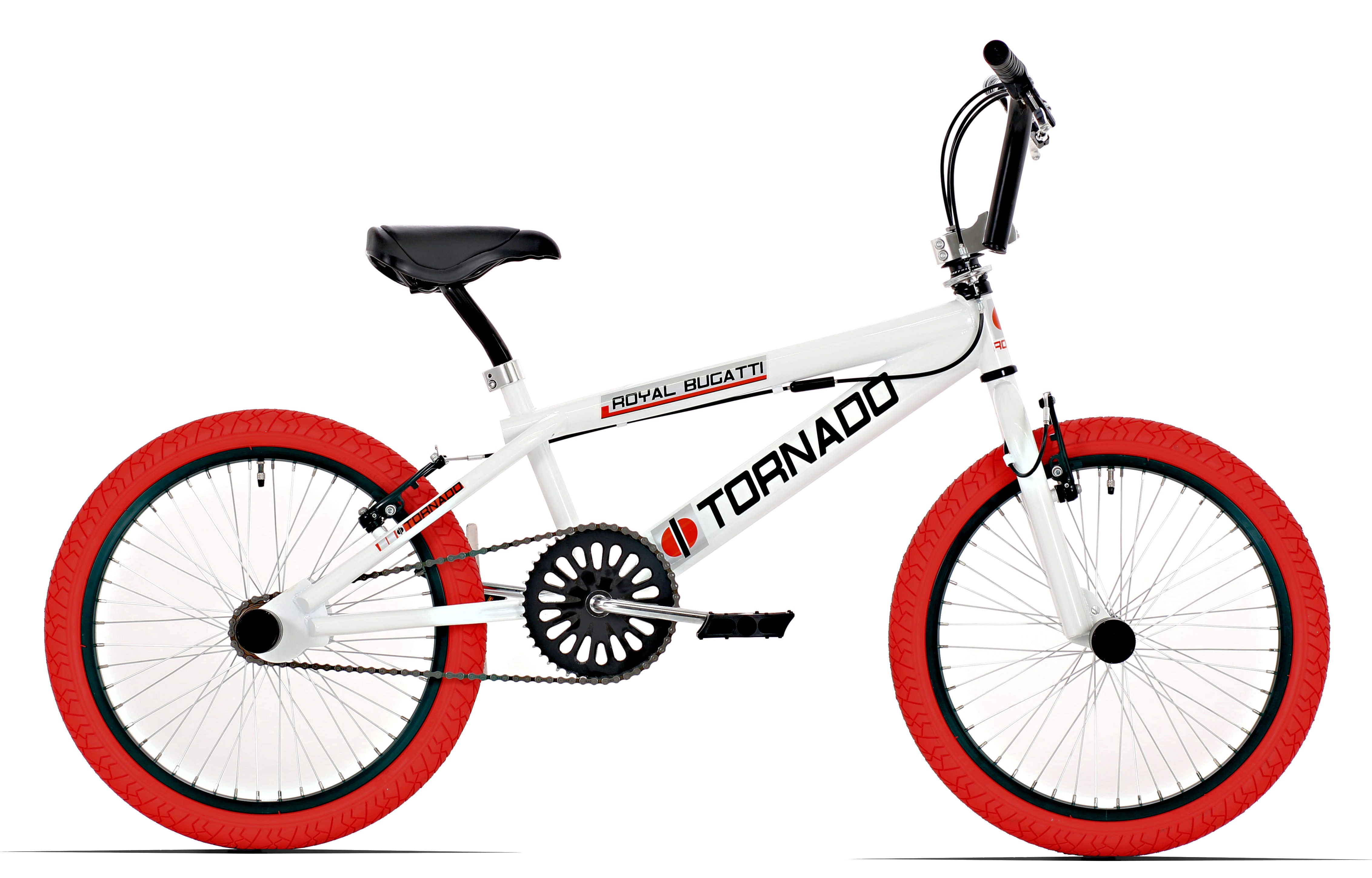 BMX Fiets Royal-Bugatti Tornado Freestyle 20 inch - Wit met rode banden