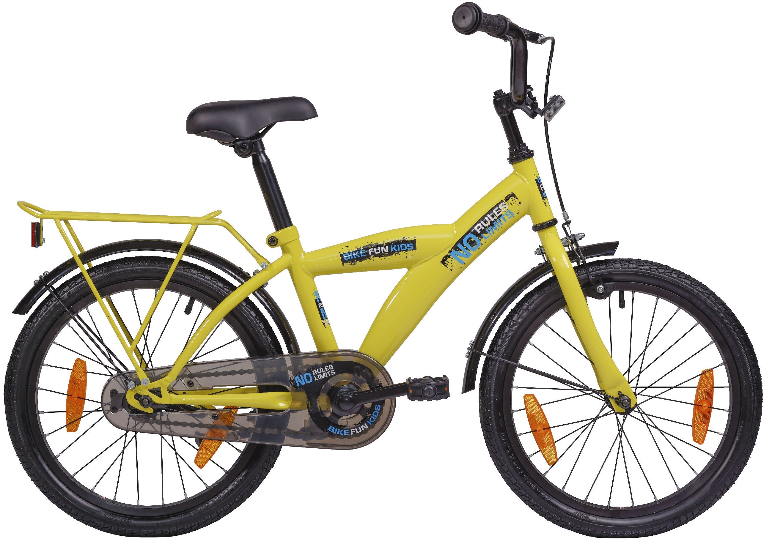 Kinderfiets 18" Bikefun No Rules - geel