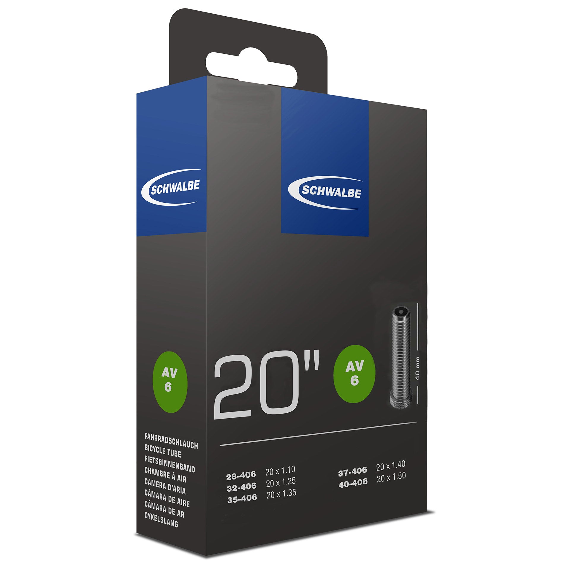Schwalbe binnenband AV6 20" 28/40-406 AV 40mm