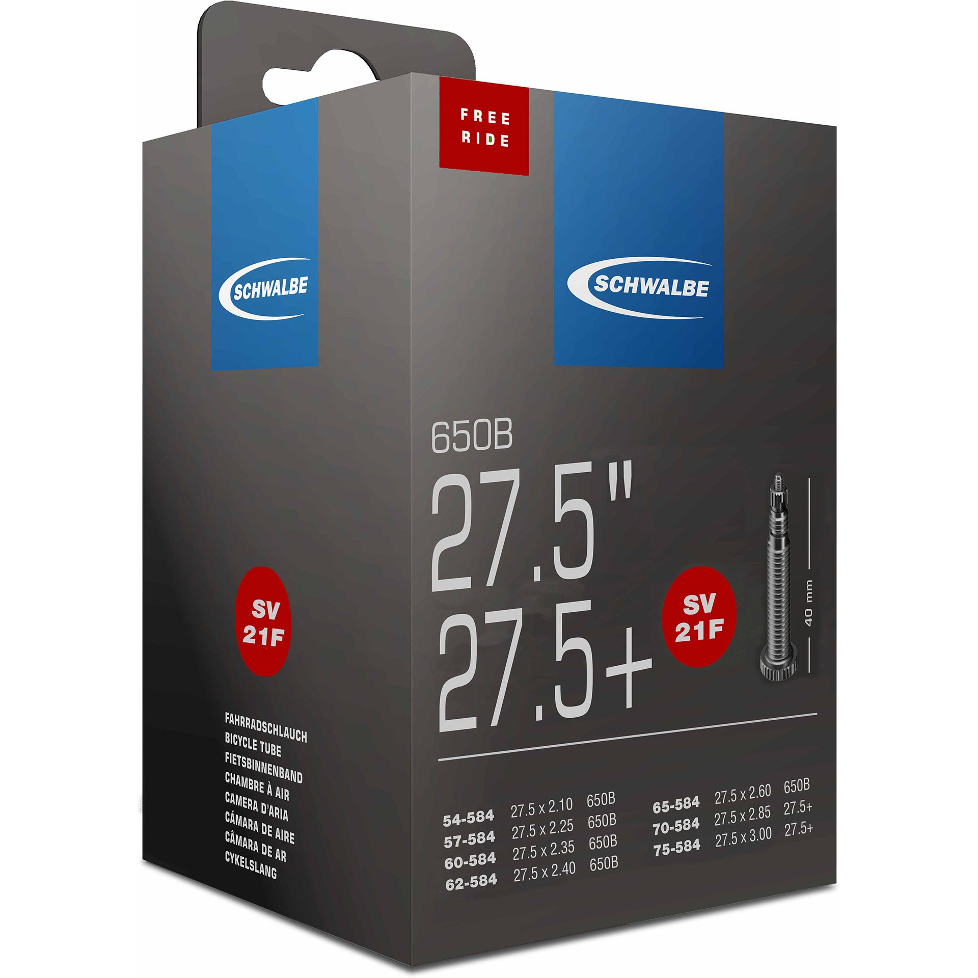 Schwalbe binnenband SV21F 27½" 54/75-584 FV 40mm