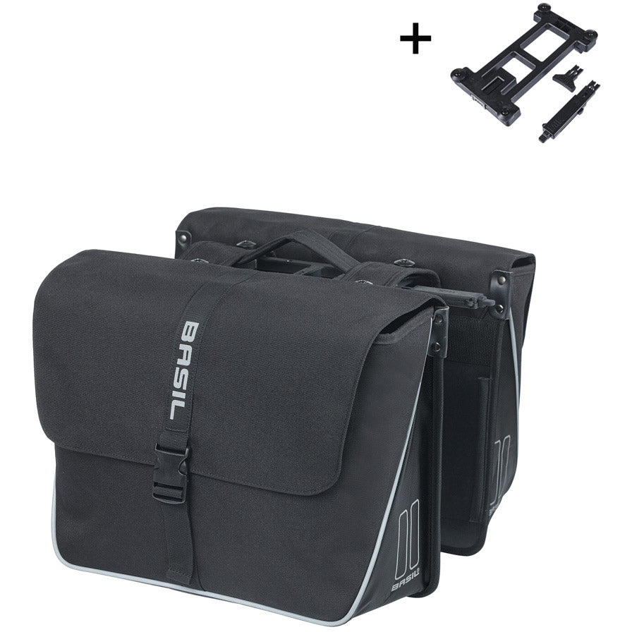 Basil dubbele tas Forte MIK 35l zwart