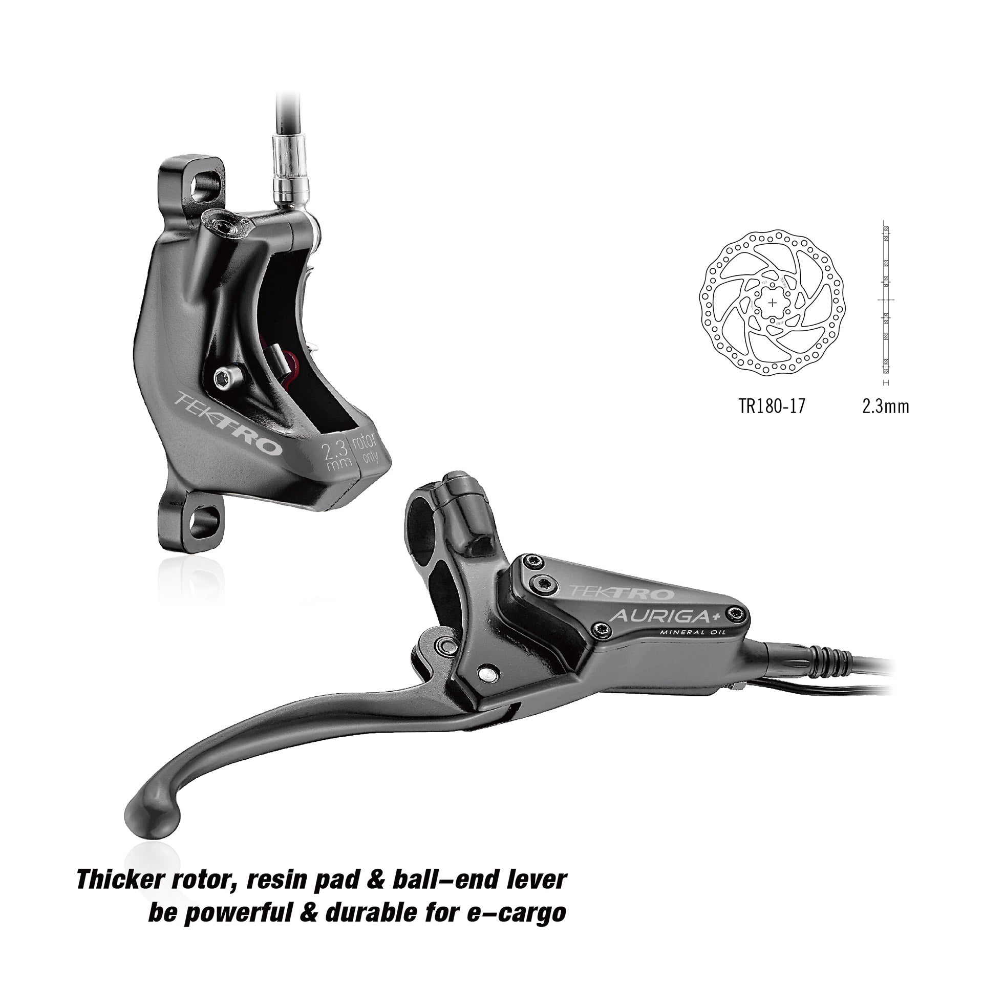 Tektro HD-E740 hydr.schijfrem Auriga LH, 1800mm leiding, zw.