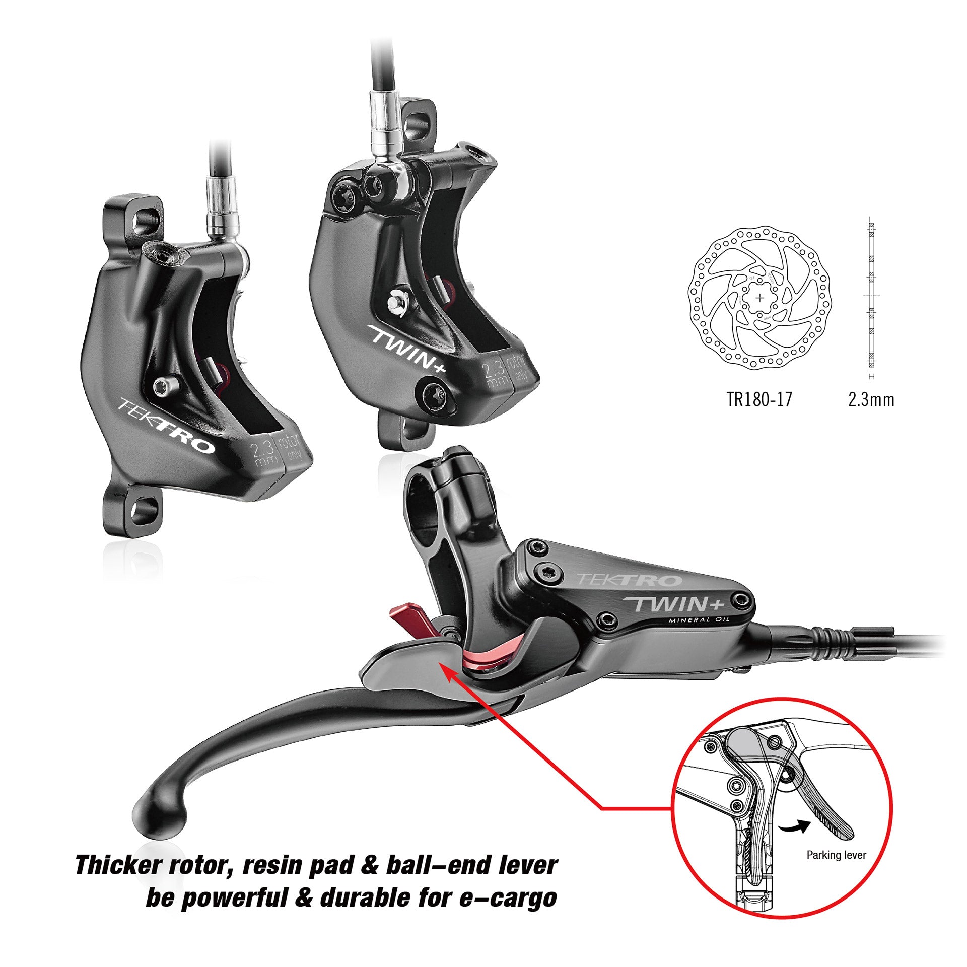 Tektro HD-E745 hydr.schijfrem Auriga RH, 1400/700/250mm, zw.