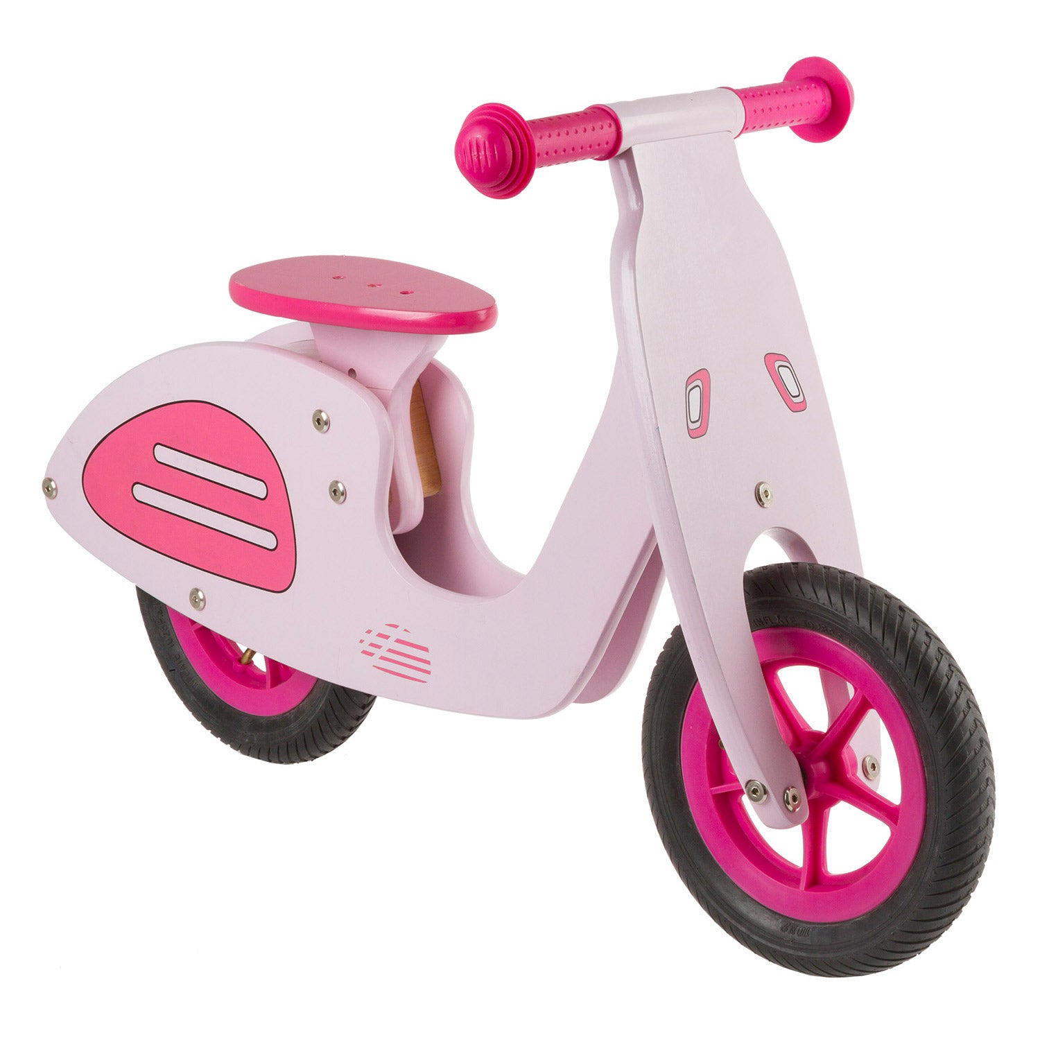White label loopfiets Scooter 12" hout roze
