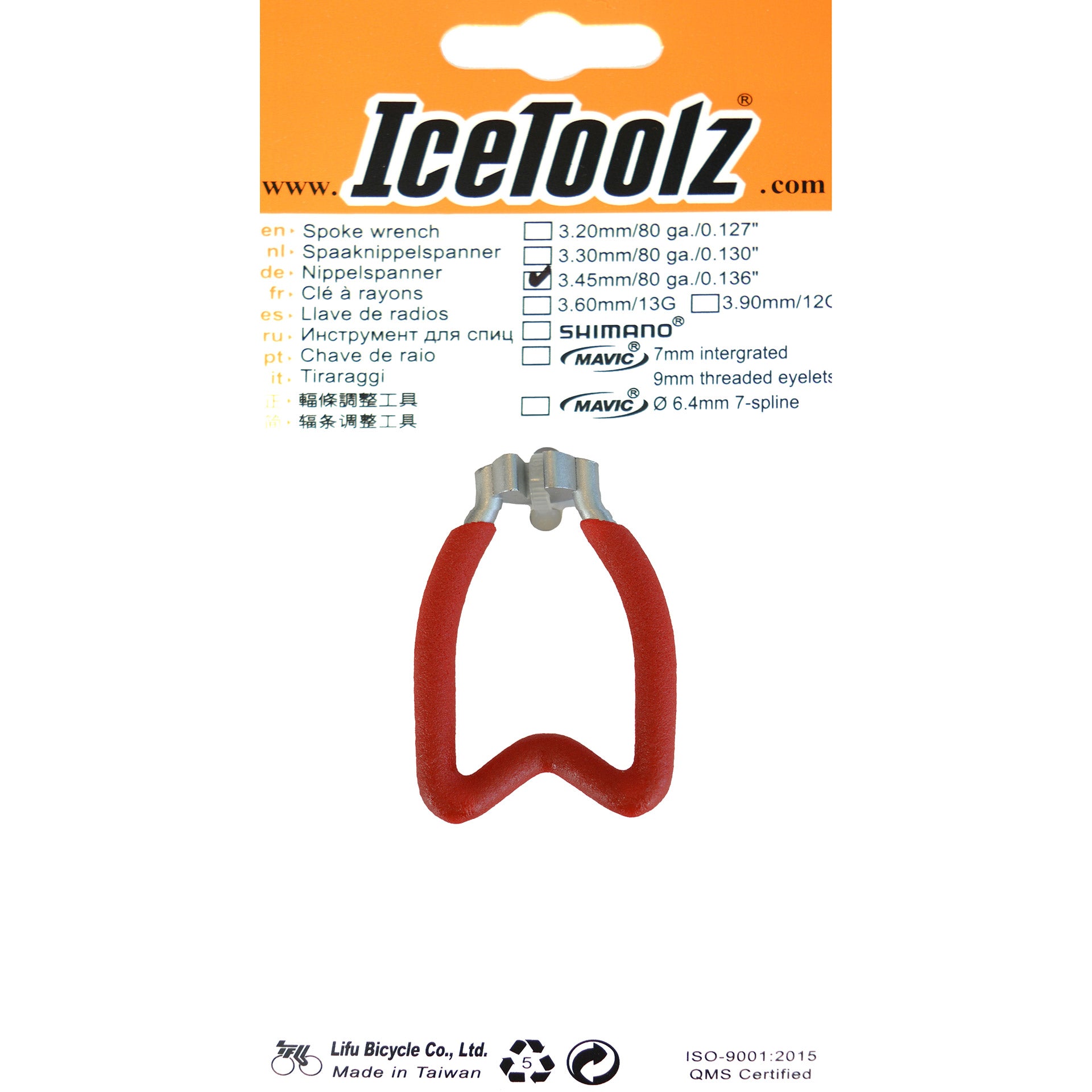 IceToolz spaaknippelspanner 3,45mm/0,136" rood