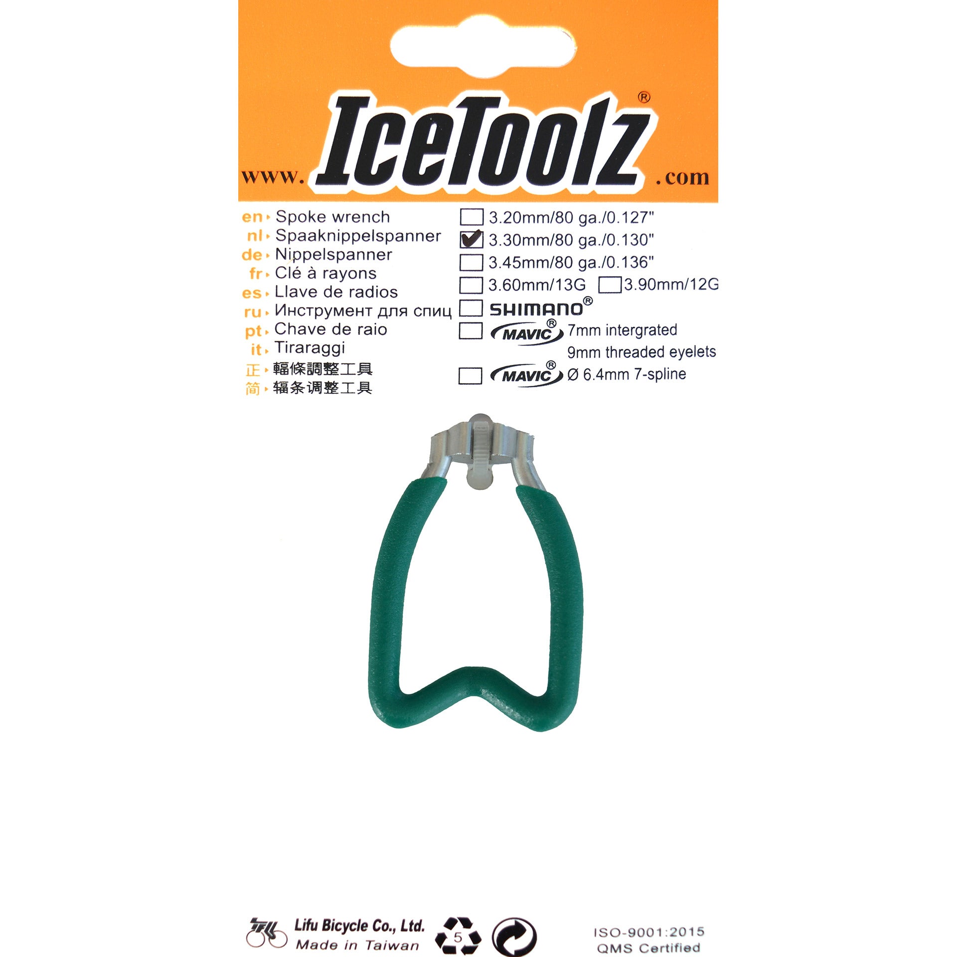 IceToolz spaaknippelspanner 3,30mm/0,130" groen