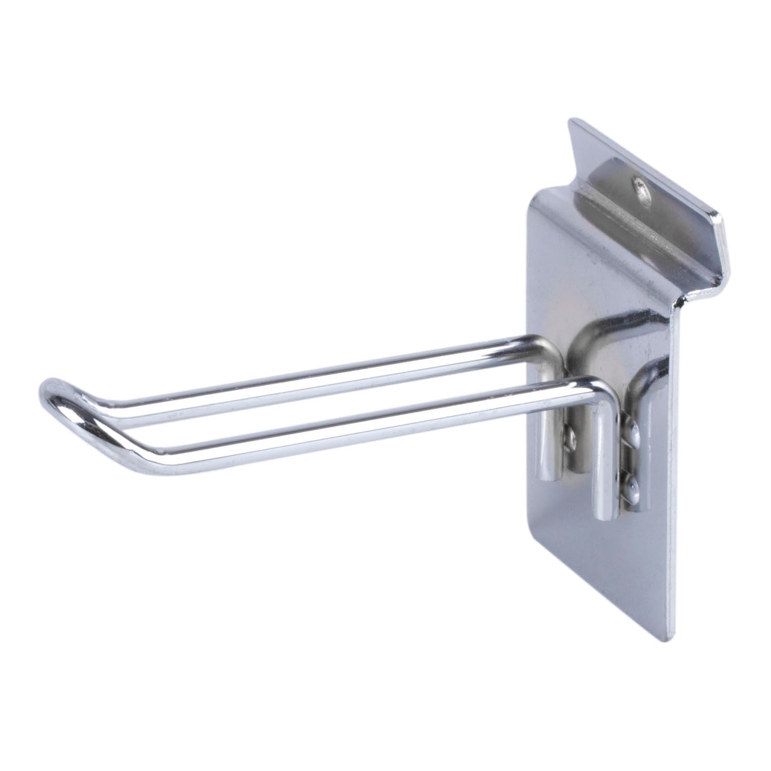 Messingschlager blisterhaak dubbel 100mm zilver