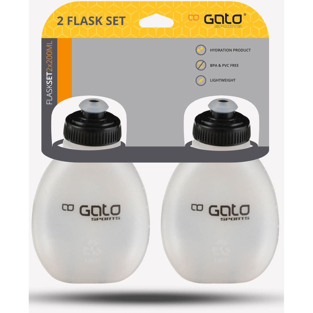 Gato drinkflessen set 2 stuks 200ml zwart/transparant