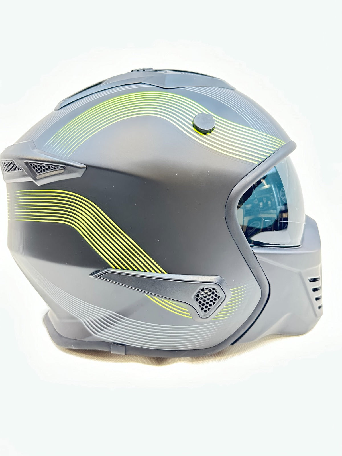 Vito Bruzano Jethelm - Motorhelm - Mat Zwart + Fluor