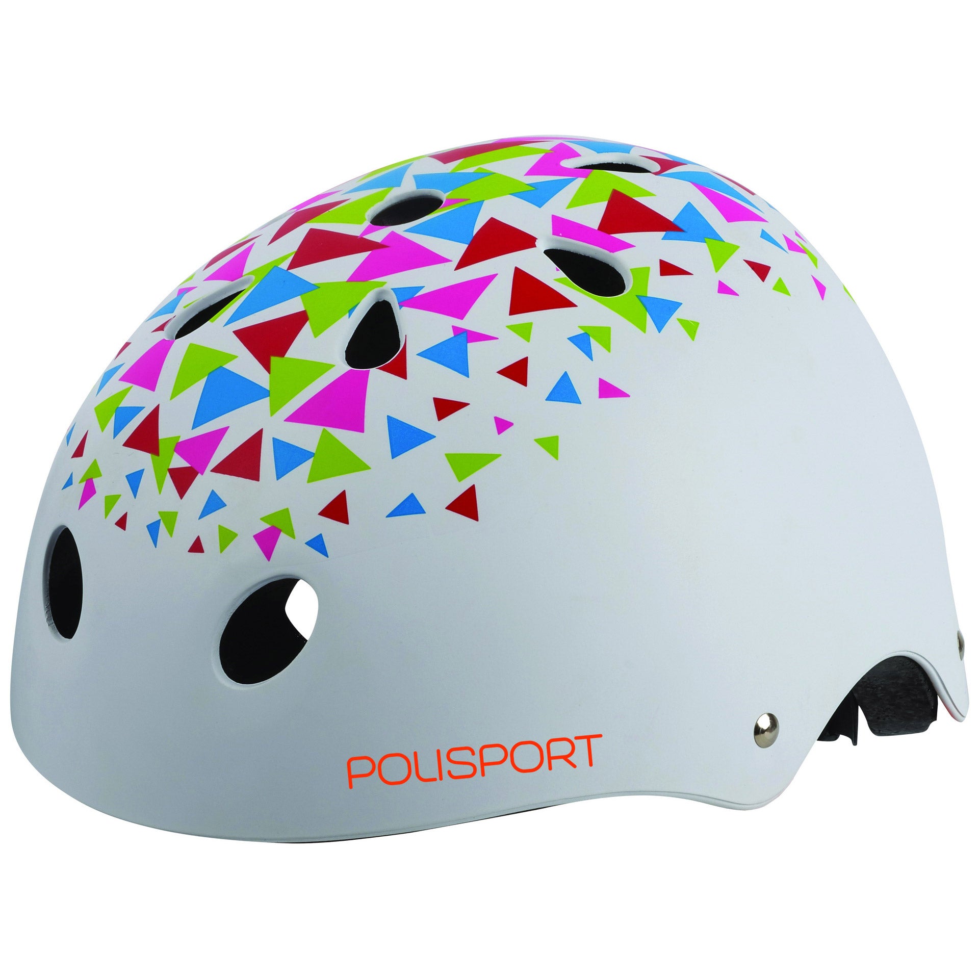 Polisport helm Jr. Triangles 53-55cm mat wit/oranje
